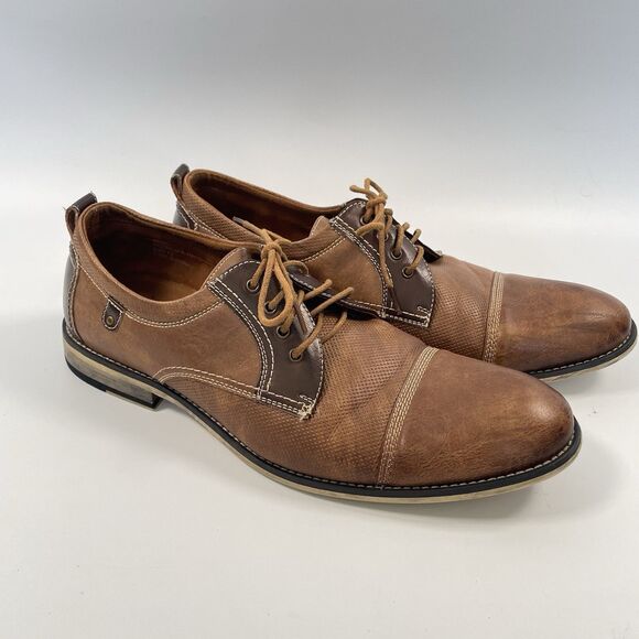 Ferro Aldo Felix Leather Cap Toe Perforated Oxford Mens Brown Size 12 - Picture 1 of 9